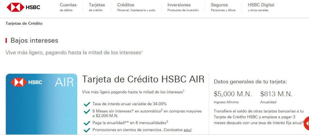 tarjetas hsbc
