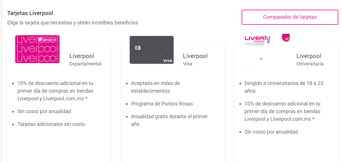 Tarjetas Liverpool